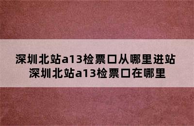 深圳北站a13检票口从哪里进站 深圳北站a13检票口在哪里